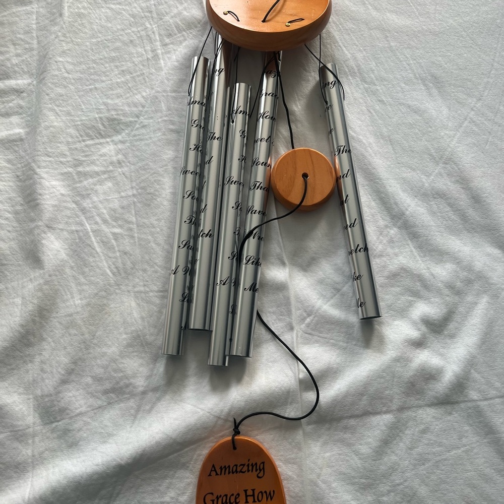 Inspirational Wooden Wind Chime with Silver Tubes